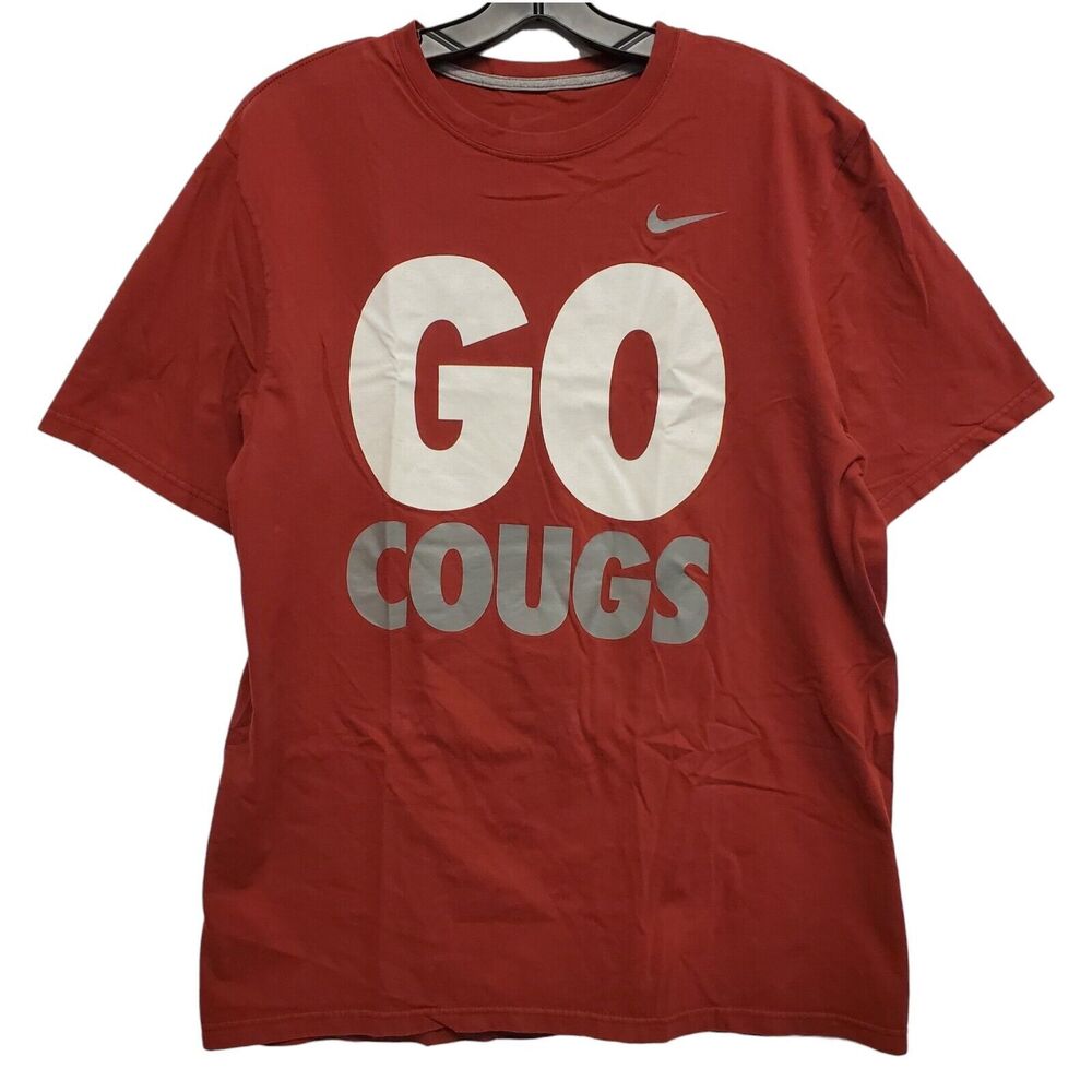 WASHINGTON STATE COUGARS Shirt Adult XL Red GO COUGS Spell Out NIKE Double Sided